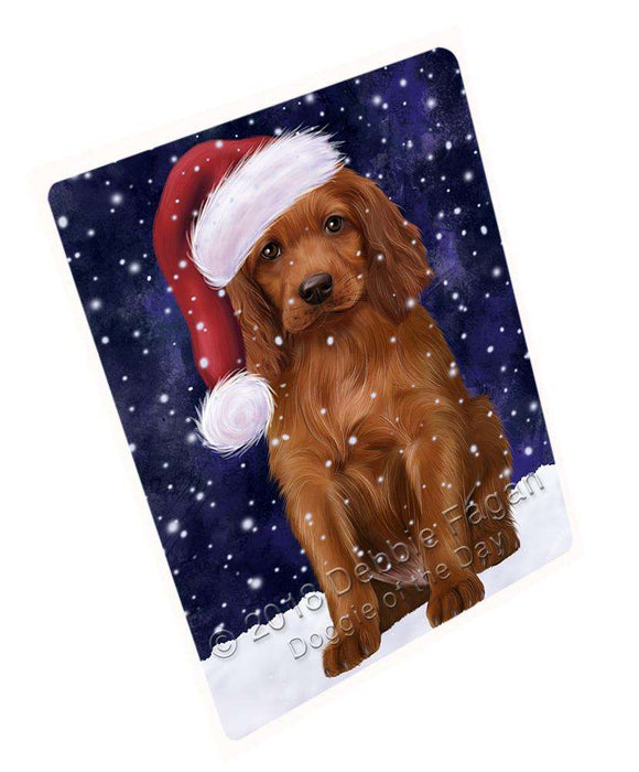 Let it Snow Christmas Holiday Irish Setter Dog Wearing Santa Hat Blanket BLNKT106068
