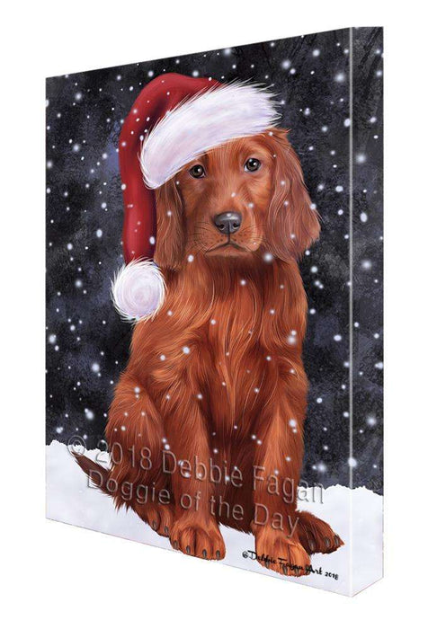 Let it Snow Christmas Holiday Irish Setter Dog Wearing Santa Hat Canvas Print Wall Art Décor CVS106595