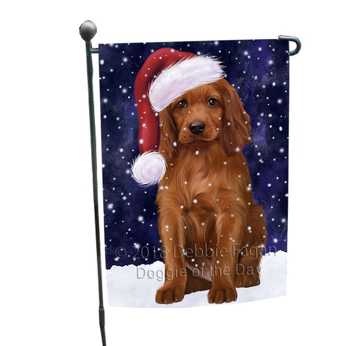 Let it Snow Christmas Holiday Irish Setter Dog Wearing Santa Hat Garden Flag GFLG54365