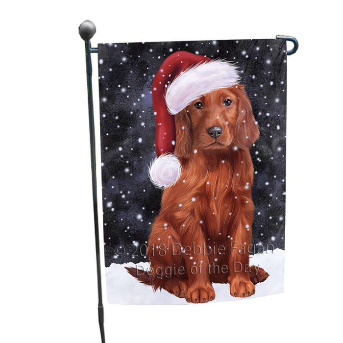 Let it Snow Christmas Holiday Irish Setter Dog Wearing Santa Hat Garden Flag GFLG54367