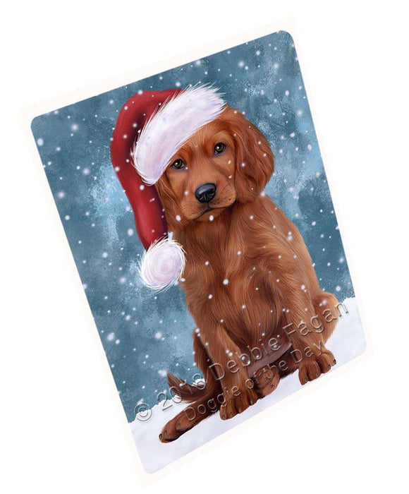 Let it Snow Christmas Holiday Irish Setter Dog Wearing Santa Hat Large Refrigerator / Dishwasher Magnet RMAG86706