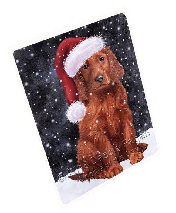 Let it Snow Christmas Holiday Irish Setter Dog Wearing Santa Hat Large Refrigerator / Dishwasher Magnet RMAG86712