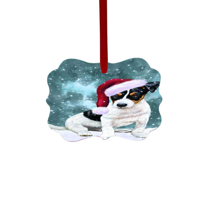 Let it Snow Christmas Holiday Jack Russell Dog Double-Sided Photo Benelux Christmas Ornament LOR48607