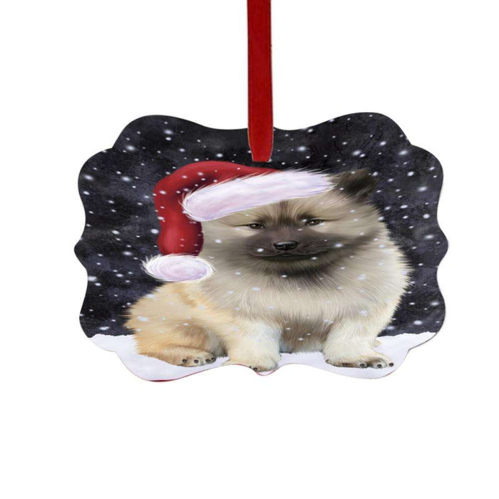 Let it Snow Christmas Holiday Keeshond Dog Double-Sided Photo Benelux Christmas Ornament LOR48947