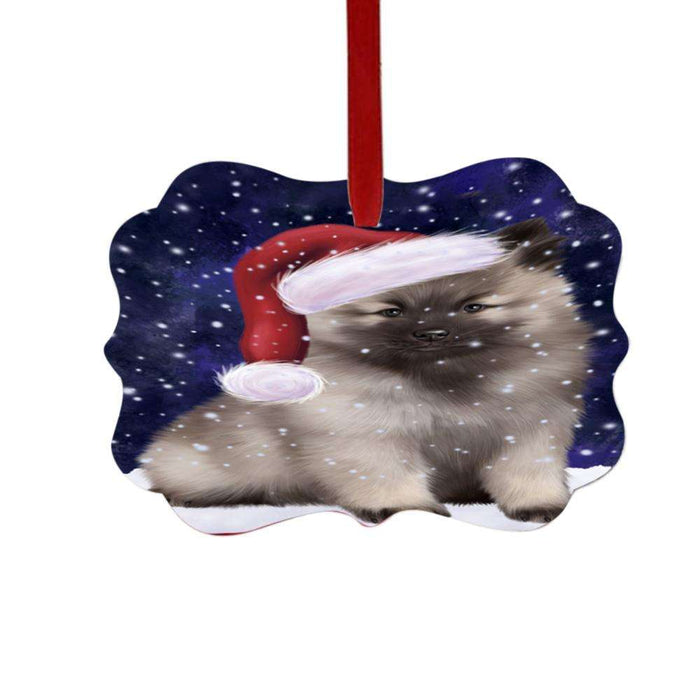 Let it Snow Christmas Holiday Keeshond Dog Double-Sided Photo Benelux Christmas Ornament LOR48948