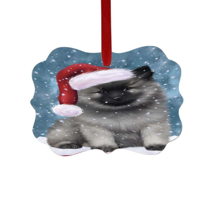 Let it Snow Christmas Holiday Keeshond Dog Double-Sided Photo Benelux Christmas Ornament LOR48949
