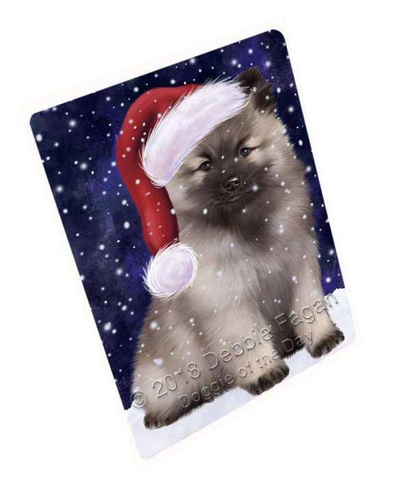 Let it Snow Christmas Holiday Keeshond Dog Wearing Santa Hat Blanket BLNKT106104