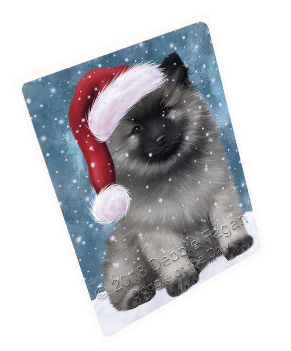 Let it Snow Christmas Holiday Keeshond Dog Wearing Santa Hat Blanket BLNKT106113