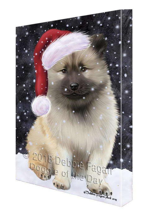 Let it Snow Christmas Holiday Keeshond Dog Wearing Santa Hat Canvas Print Wall Art Décor CVS106604