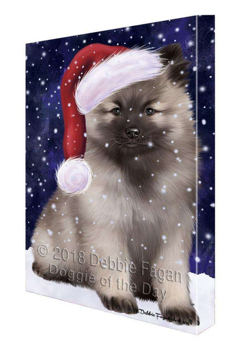 Let it Snow Christmas Holiday Keeshond Dog Wearing Santa Hat Canvas Print Wall Art Décor CVS106613