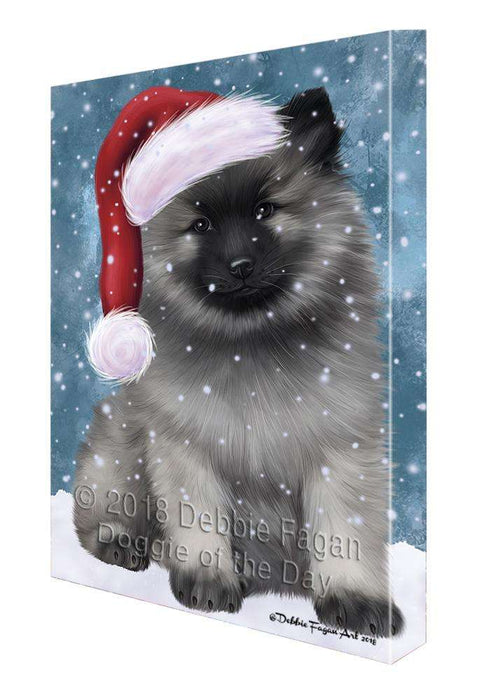 Let it Snow Christmas Holiday Keeshond Dog Wearing Santa Hat Canvas Print Wall Art Décor CVS106622