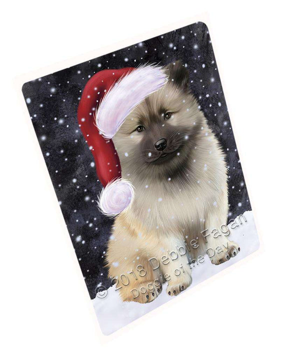 Let it Snow Christmas Holiday Keeshond Dog Wearing Santa Hat Large Refrigerator / Dishwasher Magnet RMAG86718