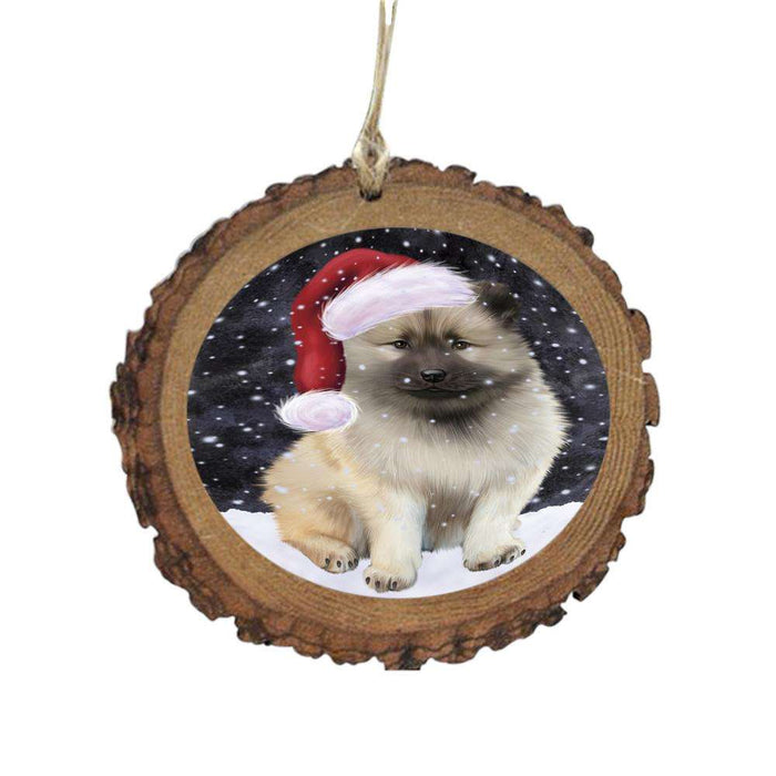 Let it Snow Christmas Holiday Keeshond Dog Wooden Christmas Ornament WOR48947