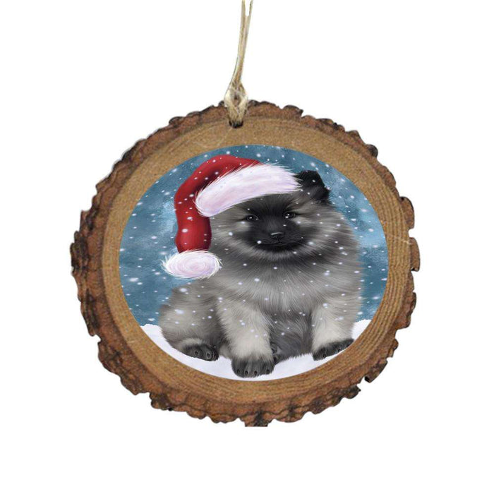 Let it Snow Christmas Holiday Keeshond Dog Wooden Christmas Ornament WOR48949