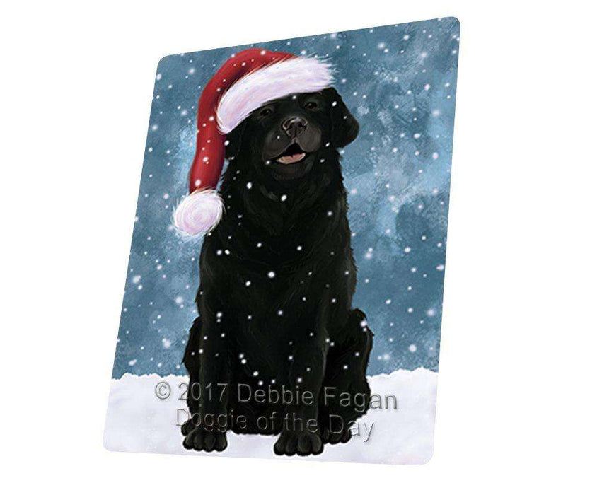 Let it Snow Christmas Holiday Labrador Dog Wearing Santa Hat Art Portrait Print Woven Throw Sherpa Plush Fleece Blanket D002