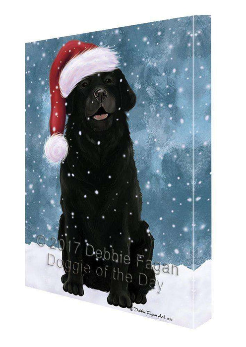 Let it Snow Christmas Holiday Labrador Dog Wearing Santa Hat Canvas Wall Art