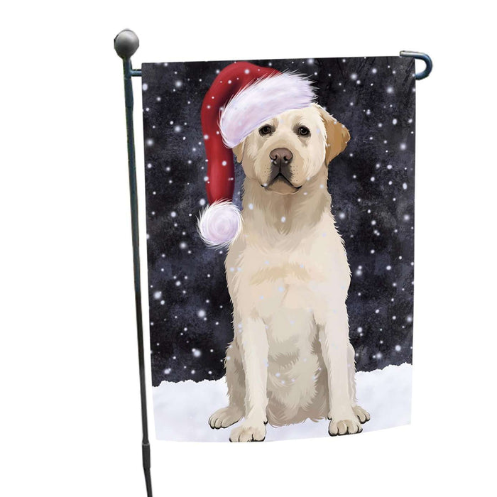 Let it Snow Christmas Holiday Labrador Dog Wearing Santa Hat Garden Flag FLG038