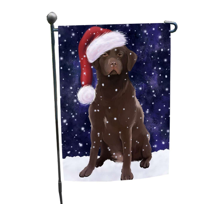 Let it Snow Christmas Holiday Labrador Dog Wearing Santa Hat Garden Flag FLG039