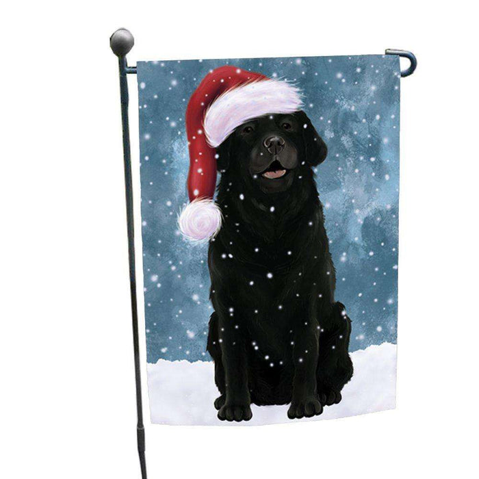 Let it Snow Christmas Holiday Labrador Dog Wearing Santa Hat Garden Flag