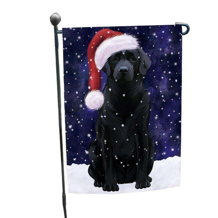 Let it Snow Christmas Holiday Labrador Dog Wearing Santa Hat Garden Flag