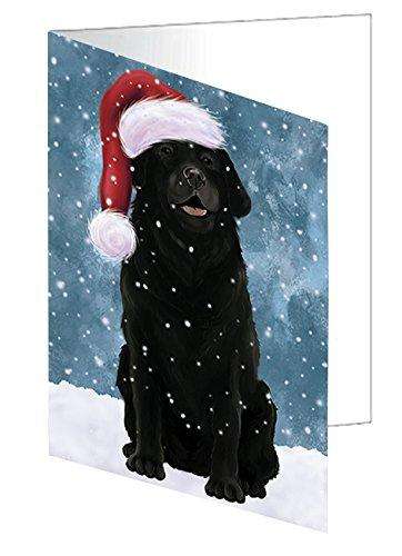 Let it Snow Christmas Holiday Labrador Dog Wearing Santa Hat Handmade Artwork Assorted Pets Greeting Cards and Note Cards with Envelopes for All Occasions and Holiday Seasons D316