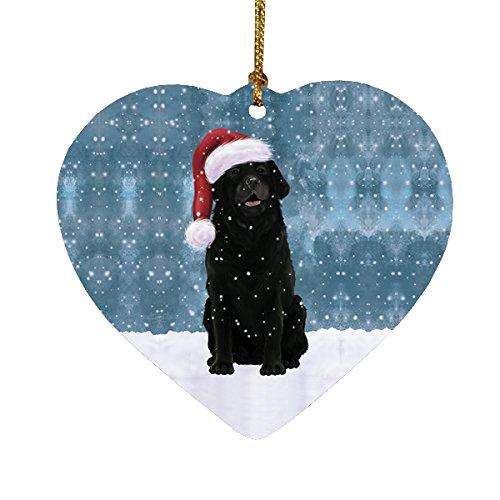 Let it Snow Christmas Holiday Labrador Dog Wearing Santa Hat Heart Ornament D210