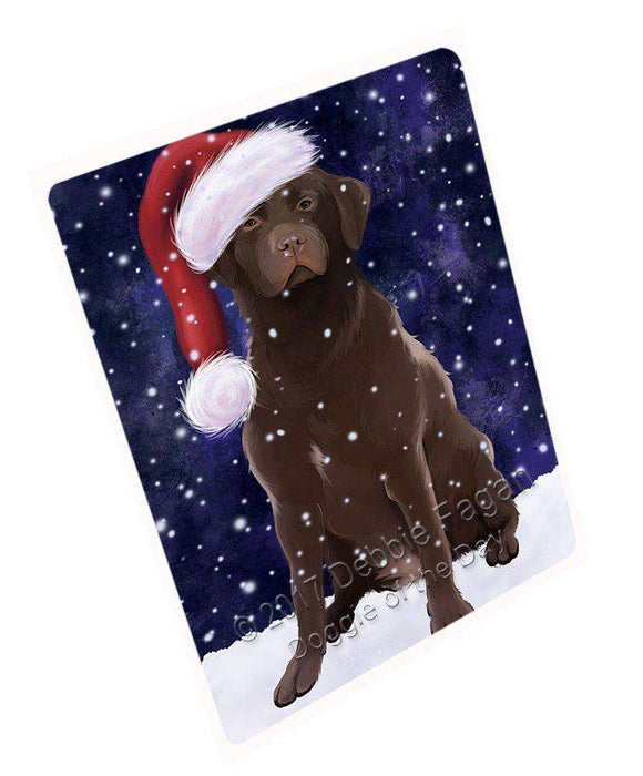 Let it Snow Christmas Holiday Labrador Dog Wearing Santa Hat Large Refrigerator / Dishwasher Magnet D039