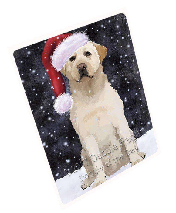 Let It Snow Christmas Holiday Labrador Dog Wearing Santa Hat Magnet Mini (3.5" x 2") D038