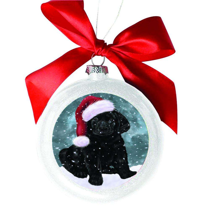 Let it Snow Christmas Holiday Labrador Dog White Round Ball Christmas Ornament WBSOR48610