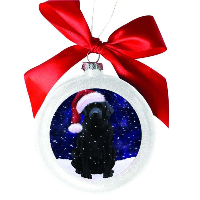 Let it Snow Christmas Holiday Labrador Dog White Round Ball Christmas Ornament WBSOR48616