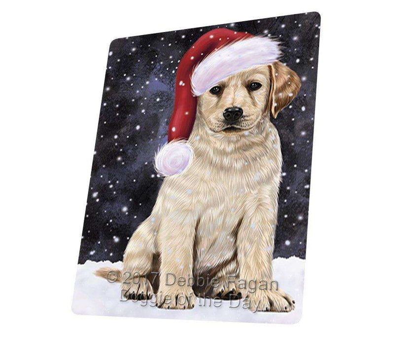 Let it Snow Christmas Holiday Labradors Dog Wearing Santa Hat Art Portrait Print Woven Throw Sherpa Plush Fleece Blanket