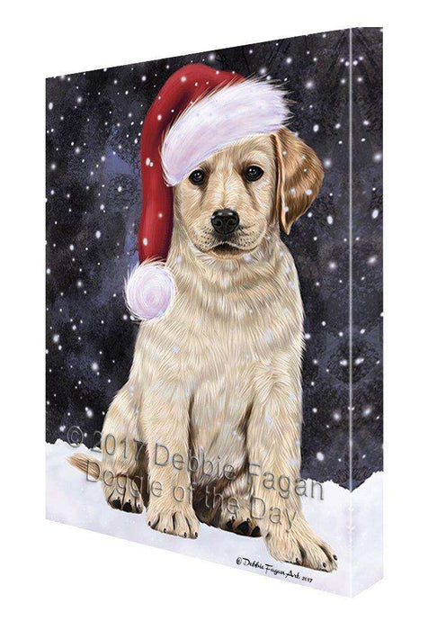Let it Snow Christmas Holiday Labradors Dog Wearing Santa Hat Canvas Wall Art