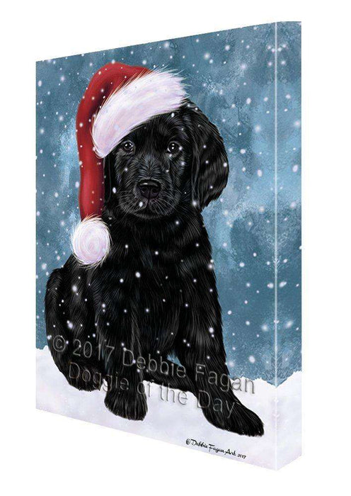 Let it Snow Christmas Holiday Labradors Dog Wearing Santa Hat Canvas Wall Art