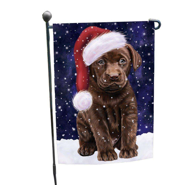 Let it Snow Christmas Holiday Labradors Dog Wearing Santa Hat Garden Flag