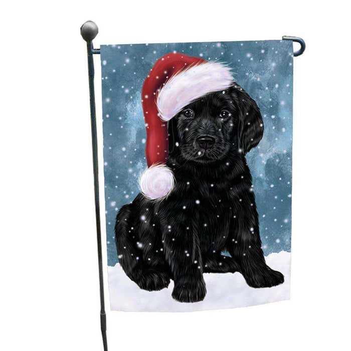 Let it Snow Christmas Holiday Labradors Dog Wearing Santa Hat Garden Flag