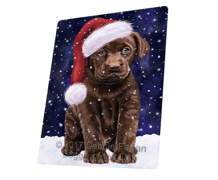 Let It Snow Christmas Holiday Labradors Dog Wearing Santa Hat Magnet Mini (3.5" x 2")