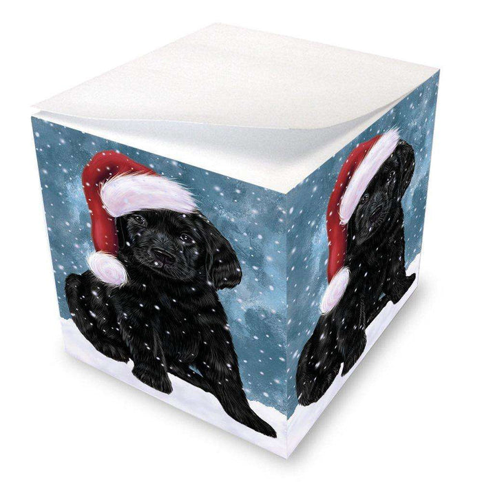 Let it Snow Christmas Holiday Labradors Dog Wearing Santa Hat Note Cube D331