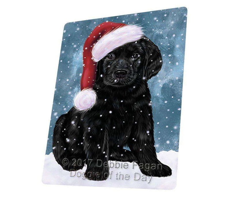 Let it Snow Christmas Holiday Labradors Dog Wearing Santa Hat Tempered Cutting Board
