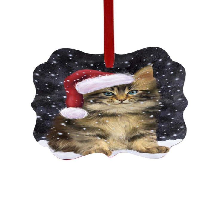 Let it Snow Christmas Holiday Maine Coon Cat Double-Sided Photo Benelux Christmas Ornament LOR48950