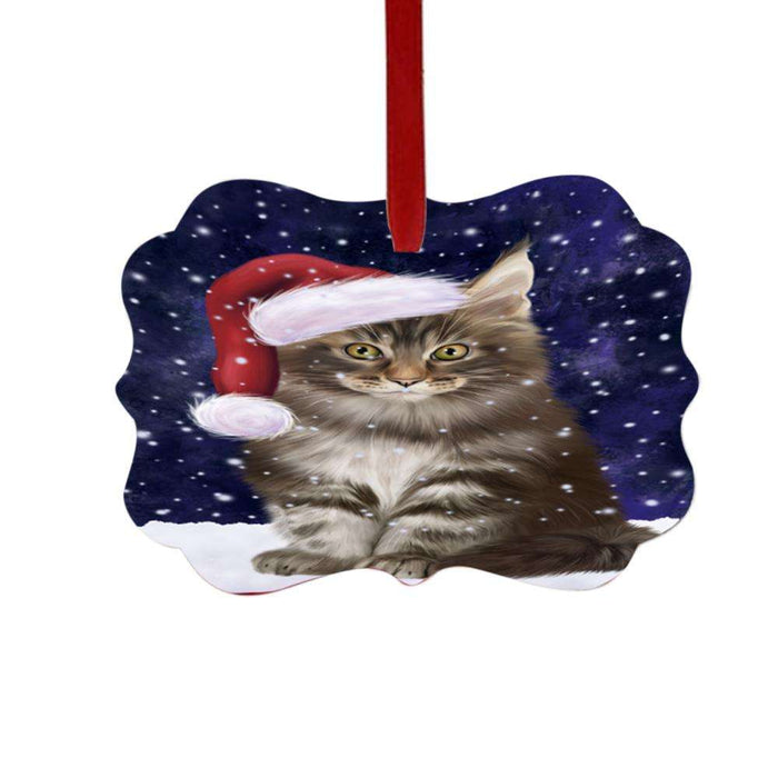 Let it Snow Christmas Holiday Maine Coon Cat Double-Sided Photo Benelux Christmas Ornament LOR48951