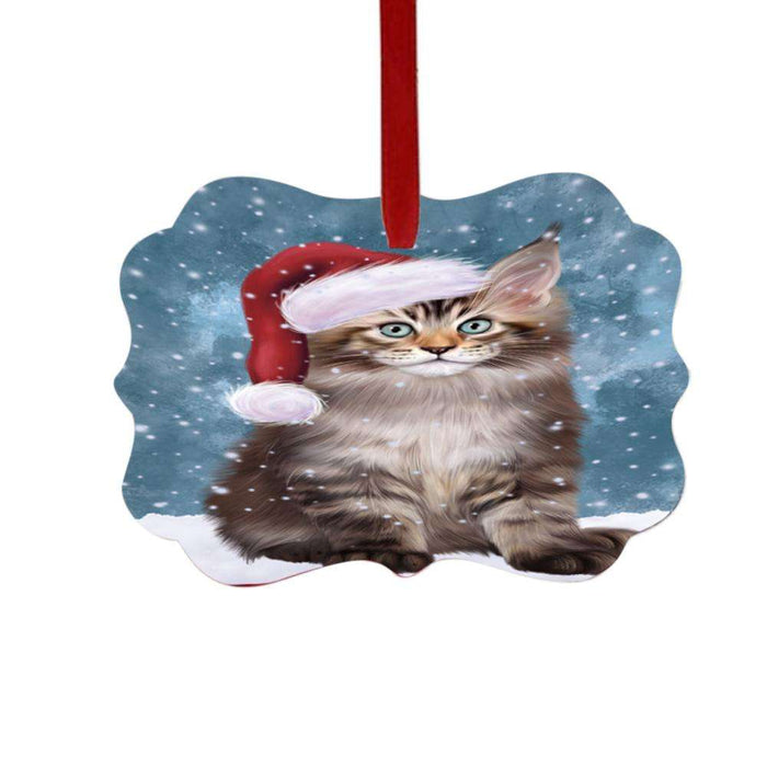 Let it Snow Christmas Holiday Maine Coon Cat Double-Sided Photo Benelux Christmas Ornament LOR48952