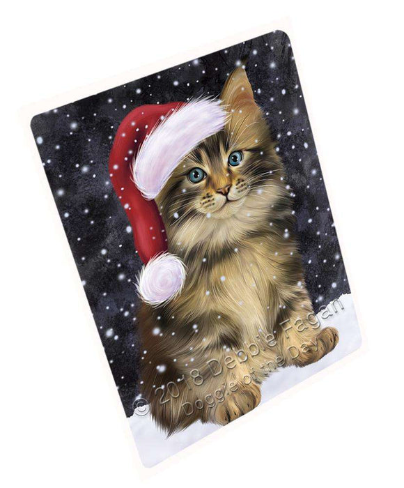 Let it Snow Christmas Holiday Maine Coon Cat Wearing Santa Hat Blanket BLNKT106122
