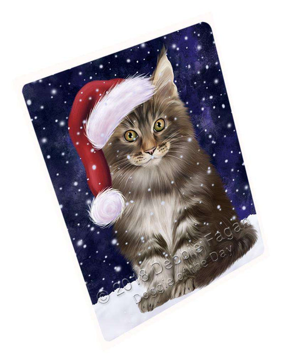 Let it Snow Christmas Holiday Maine Coon Cat Wearing Santa Hat Blanket BLNKT106131