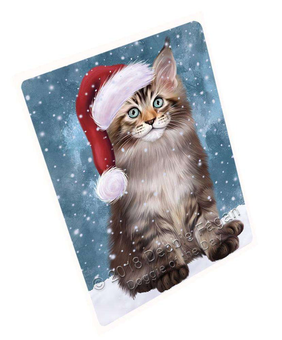 Let it Snow Christmas Holiday Maine Coon Cat Wearing Santa Hat Blanket BLNKT106140