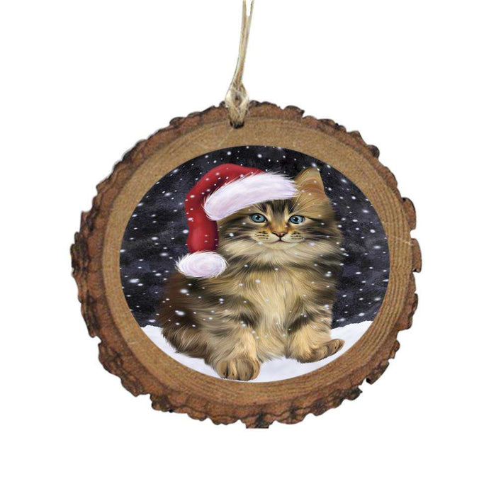 Let it Snow Christmas Holiday Maine Coon Cat Wooden Christmas Ornament WOR48950