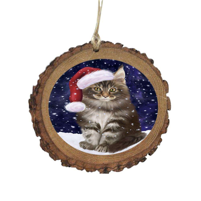 Let it Snow Christmas Holiday Maine Coon Cat Wooden Christmas Ornament WOR48951