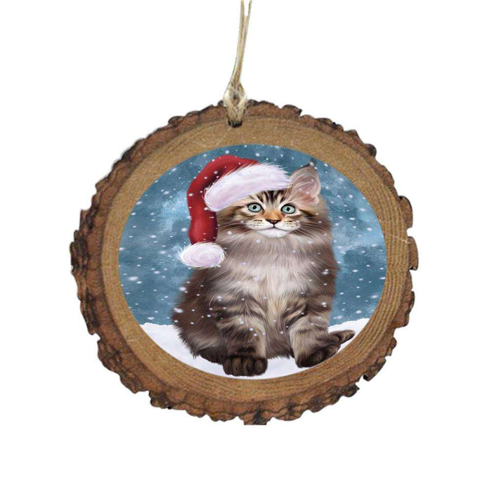 Let it Snow Christmas Holiday Maine Coon Cat Wooden Christmas Ornament WOR48952