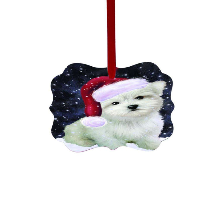 Let it Snow Christmas Holiday Maltese Dog Double-Sided Photo Benelux Christmas Ornament LOR48617