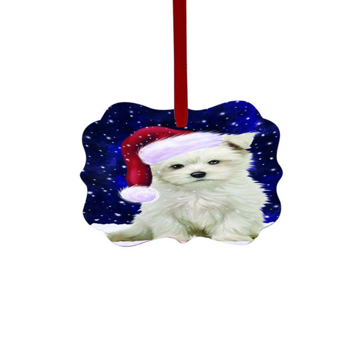 Let it Snow Christmas Holiday Maltese Dog Double-Sided Photo Benelux Christmas Ornament LOR48618