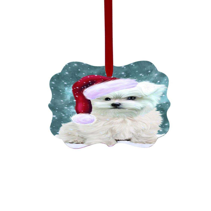 Let it Snow Christmas Holiday Maltese Dog Double-Sided Photo Benelux Christmas Ornament LOR48619